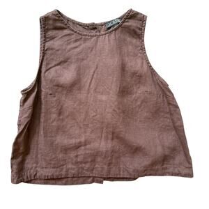 J CREW Maxine button back top in linen brown XS